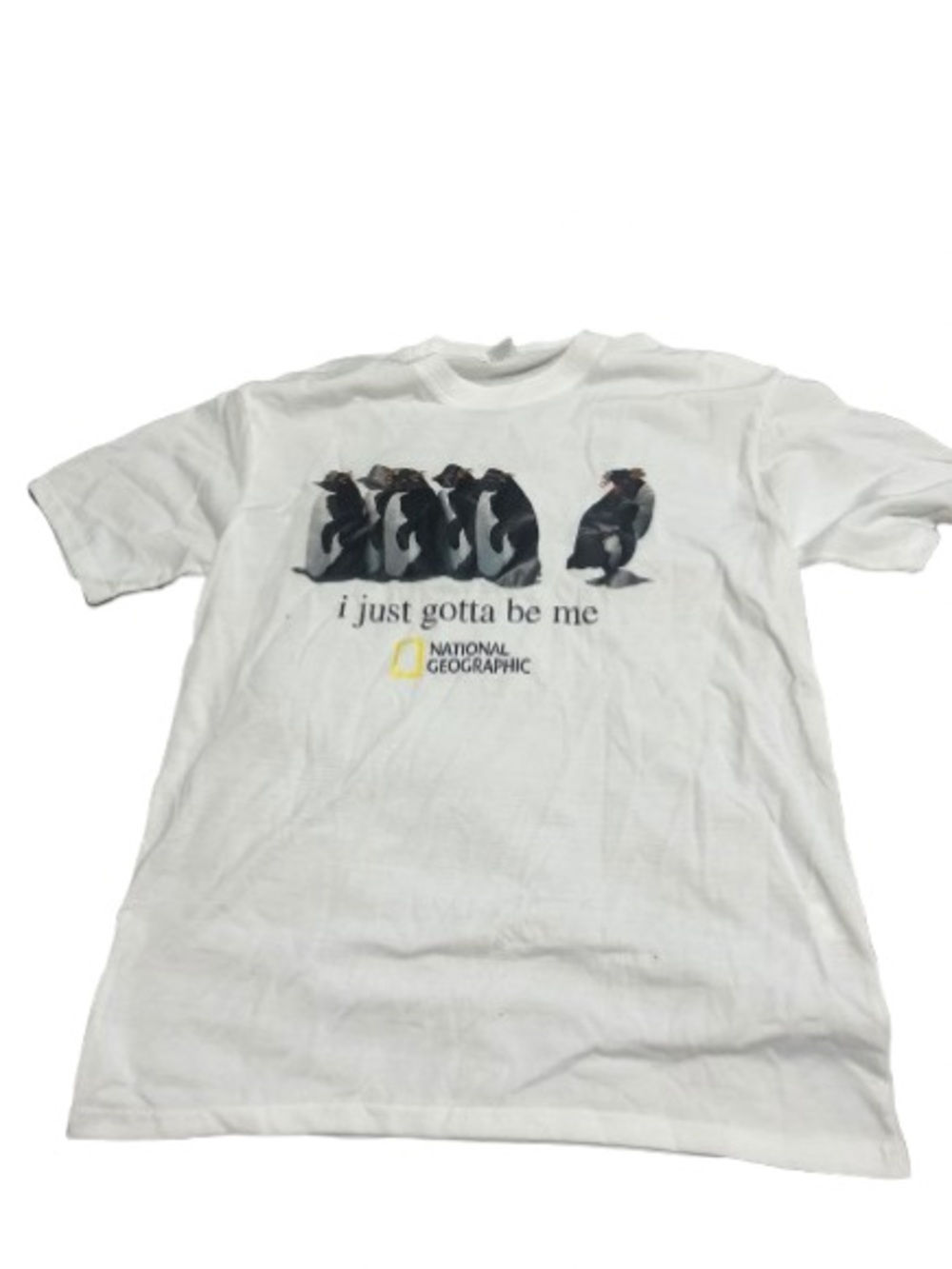 National Geographic White Tee with Penguin Lineup Graphic